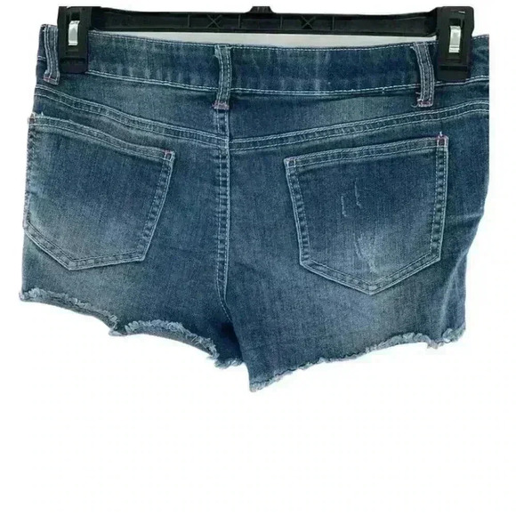 Mudd Girls Stretch Patch  Frayed Raw Hem Denim Distressed Jeans Shorts Size 16 - Picture 2 of 9